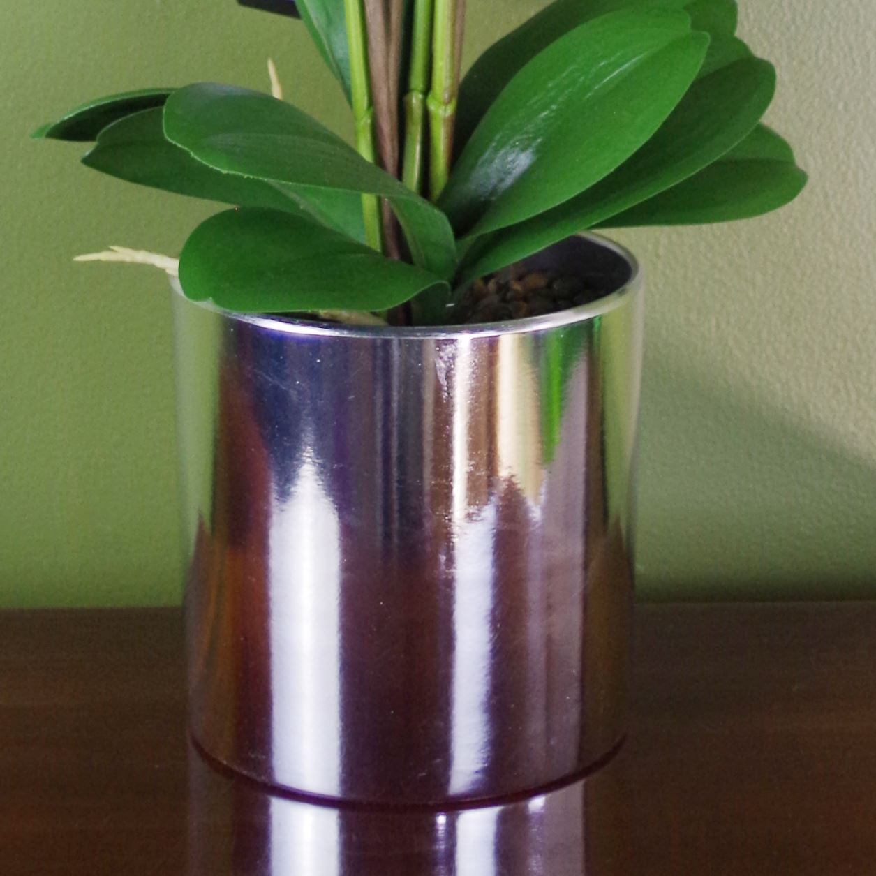 Artificial 52cm Orchid Large - Dark Pink / Silver