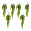 Pack of 6 x 100cm Artificial Trailing Green Leaf Hanging Fern Plant with Wired Top Stems