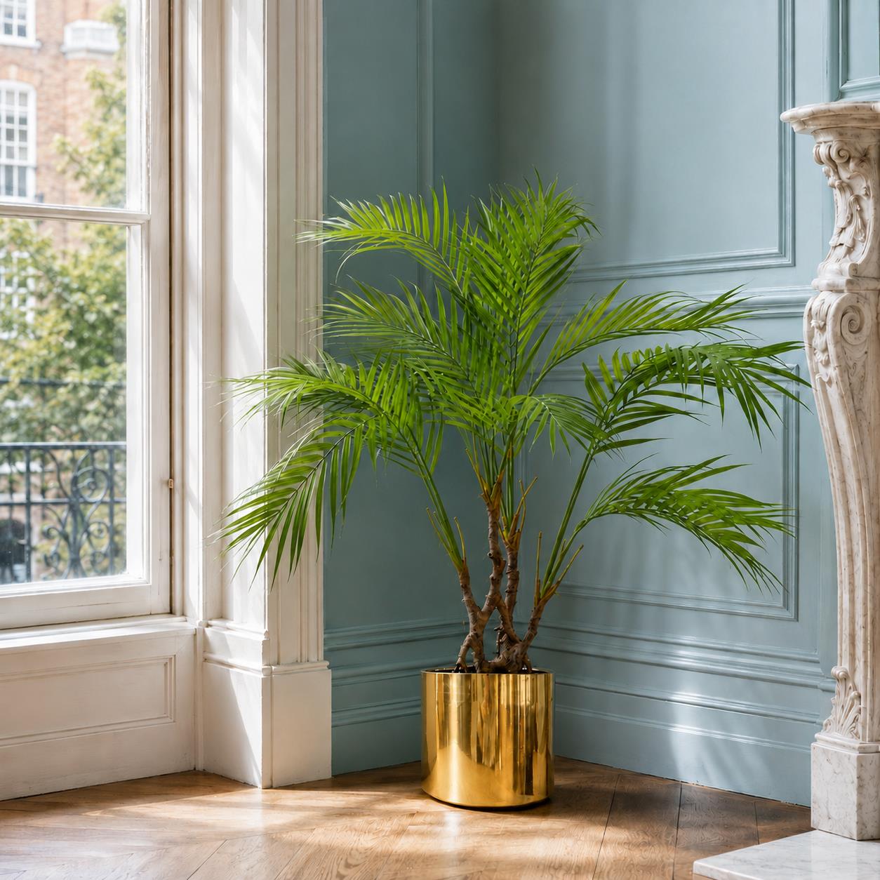 Artificial Palm Tree Areca 90cm Gold Planter Trees