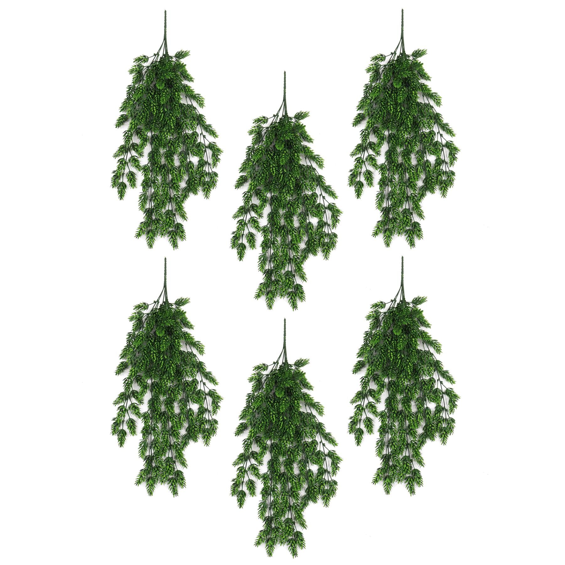 Pack of 6 x Hanging UV and Fire Resistant Artificial Clustered Fern Plant 128cm
