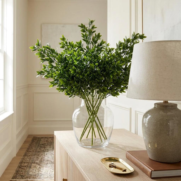 Pack of 6 x 75cm Artificial Boxwood Leaf Bush Stem