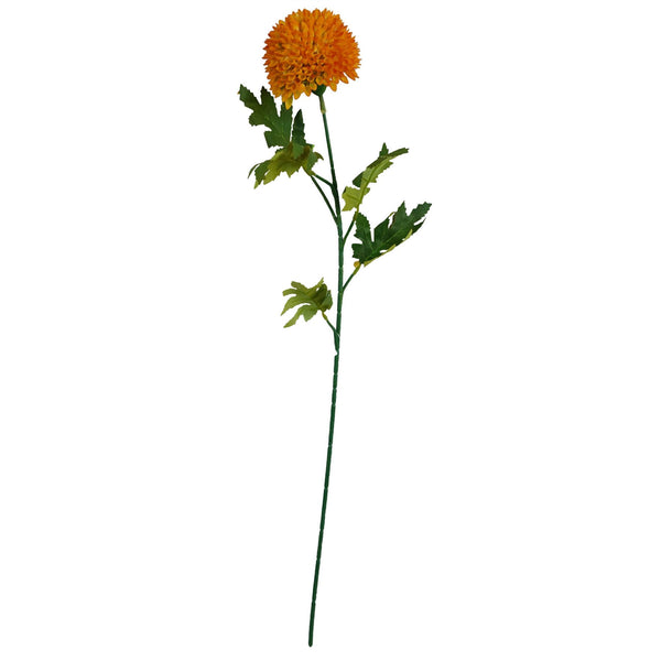 Pack of 6 x 70cm Large Ball Dahlia Artificial Flower Stem Yellow