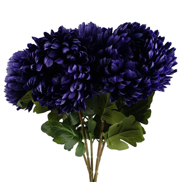Pack of 6 x 75cm Extra Large Reflex Chrysanthemum - Purple - Premium Quality