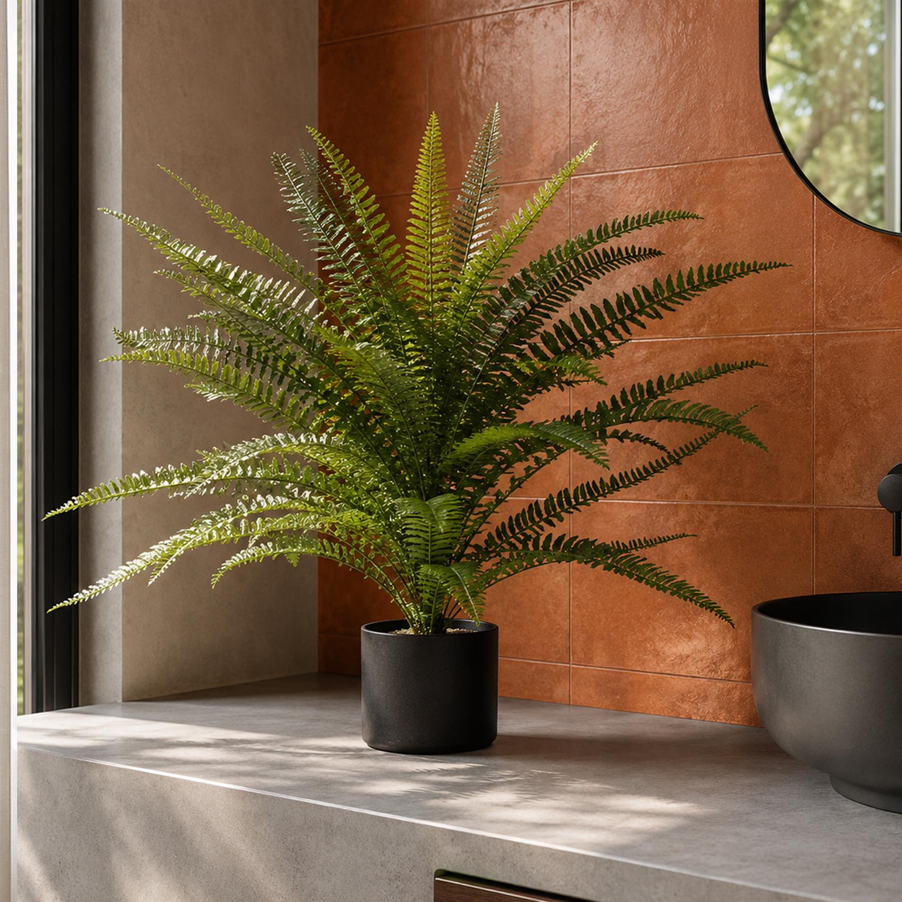 75cm Fire Retardant Plastic Boston Fern Plant with 49 Leaves