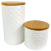 Ceramic Storage Jars Kitchen Canisters Lids Cream 18cm Set 2