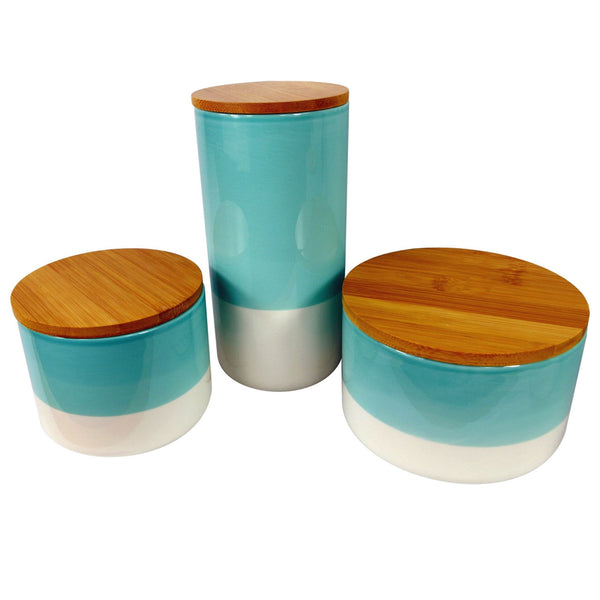 Storage Jars Kitchen Canisters Ceramic Lids 20cm Set 3