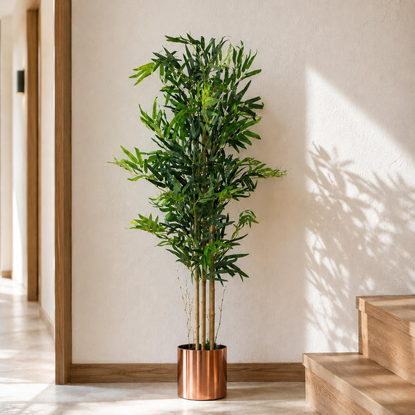 Artificial Bamboo Tree Plant Copper Planter 120cm Bamboo Canes