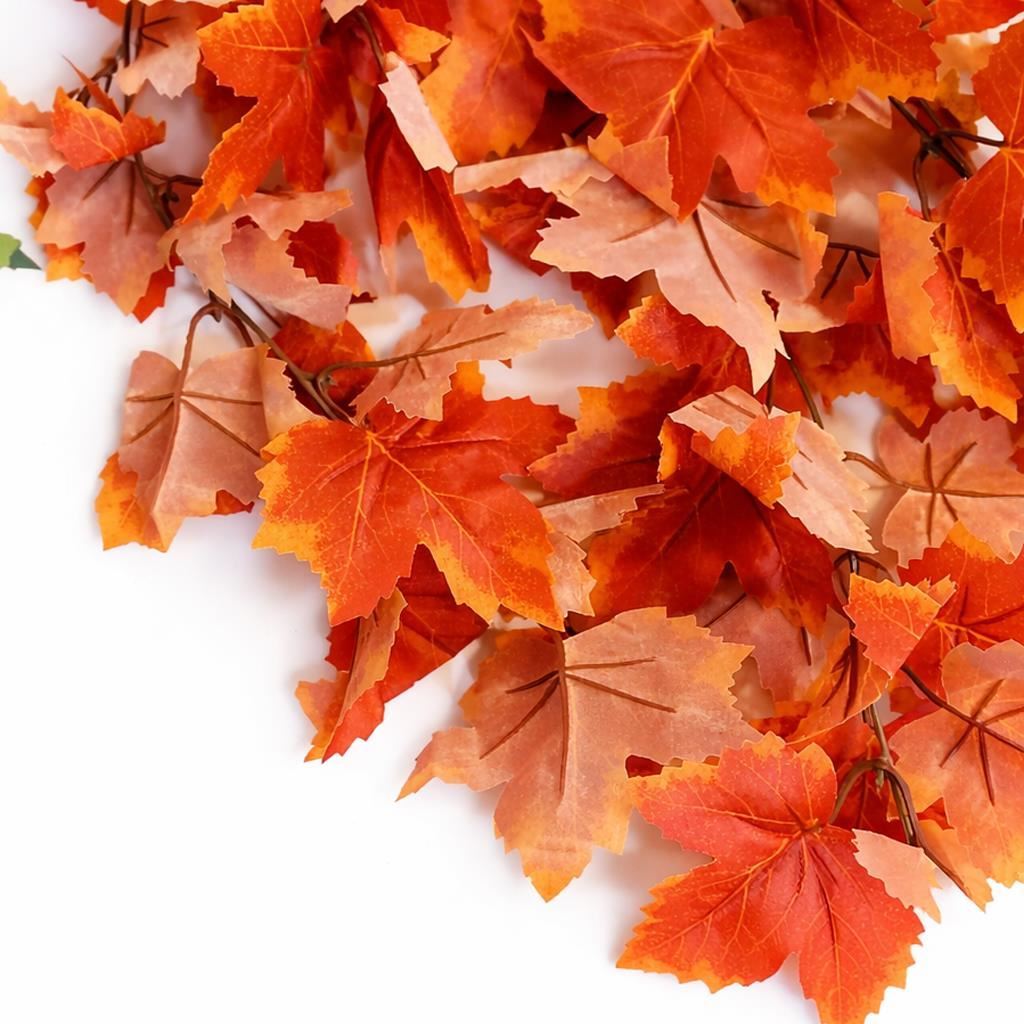 Pack of 6 x 70cm Artificial Trailing Grape Ivy Plant Faux Hanging Foliage - Orange - Premium Quality