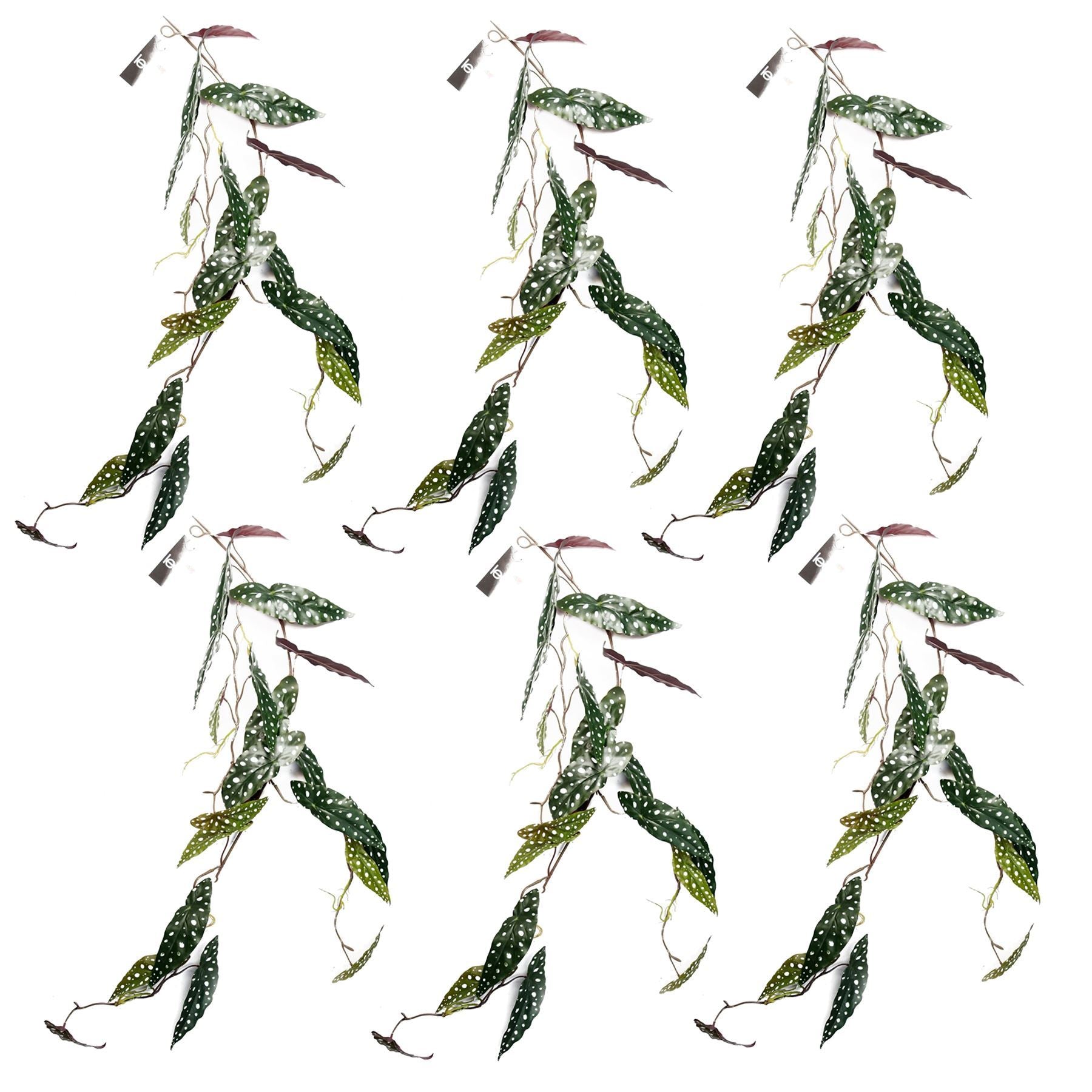 6 x 110cm Artificial Hanging Trailing Begonia Maculata Spotted Plant - Premium Quality