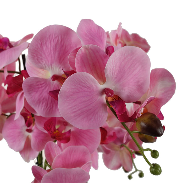 Artificial Orchid with Glass Planter - Pink