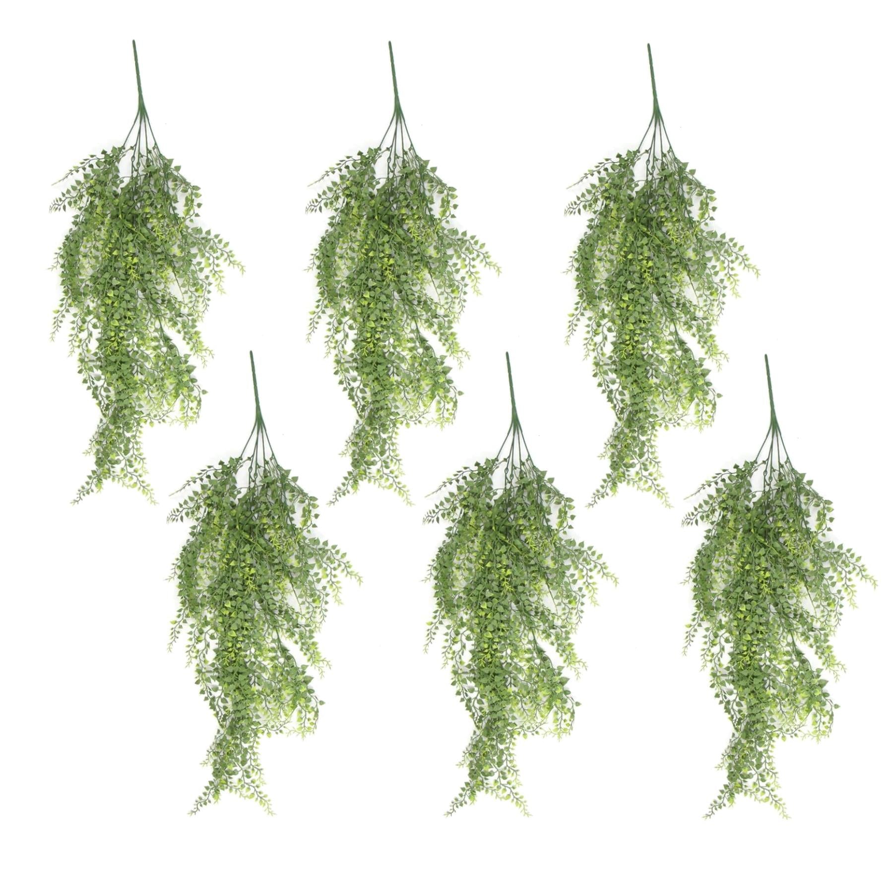 Pack of 6 x Hanging UV and Fire Resistant Artificial Trailing Button Fern Plant 82cm