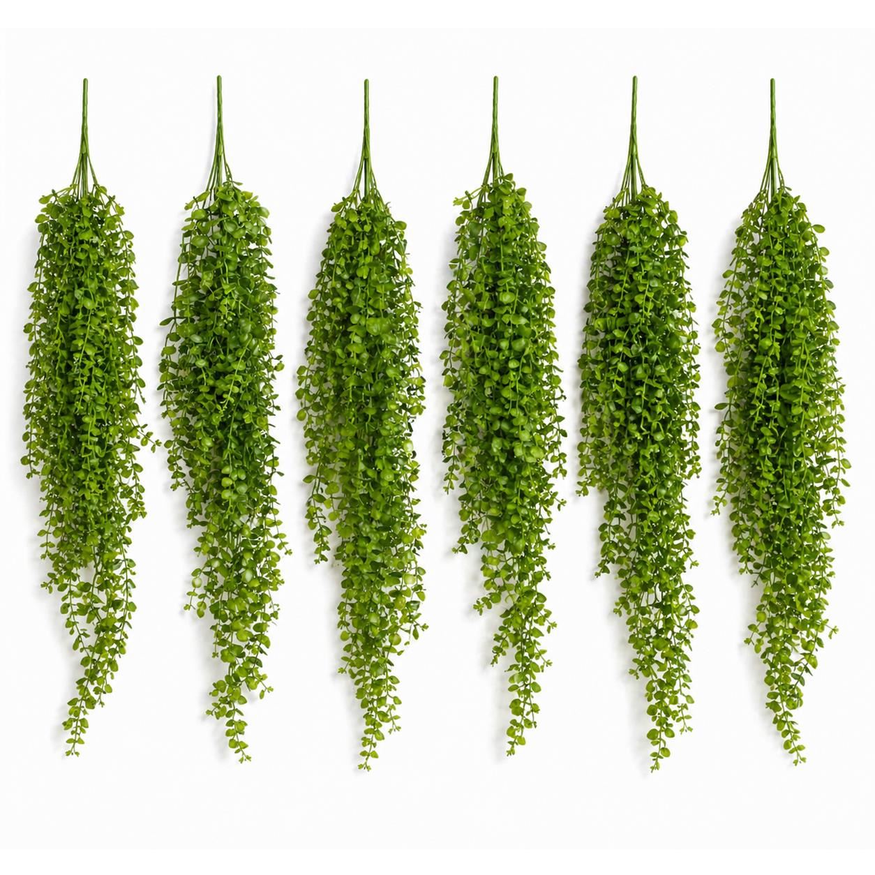 Pack of 6 x 90cm Artificial Trailing Hanging Plant Green Faux Cascading Foliage - Premium Quality