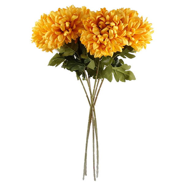 Pack of 6 x Artificial Flowers Extra Large Reflex Chrysanthemum - Gold 75cm