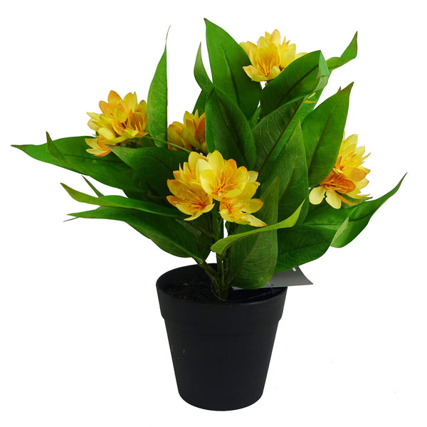 Leaf Design 18cm Artificial Freesia Plant Yellow Flowering