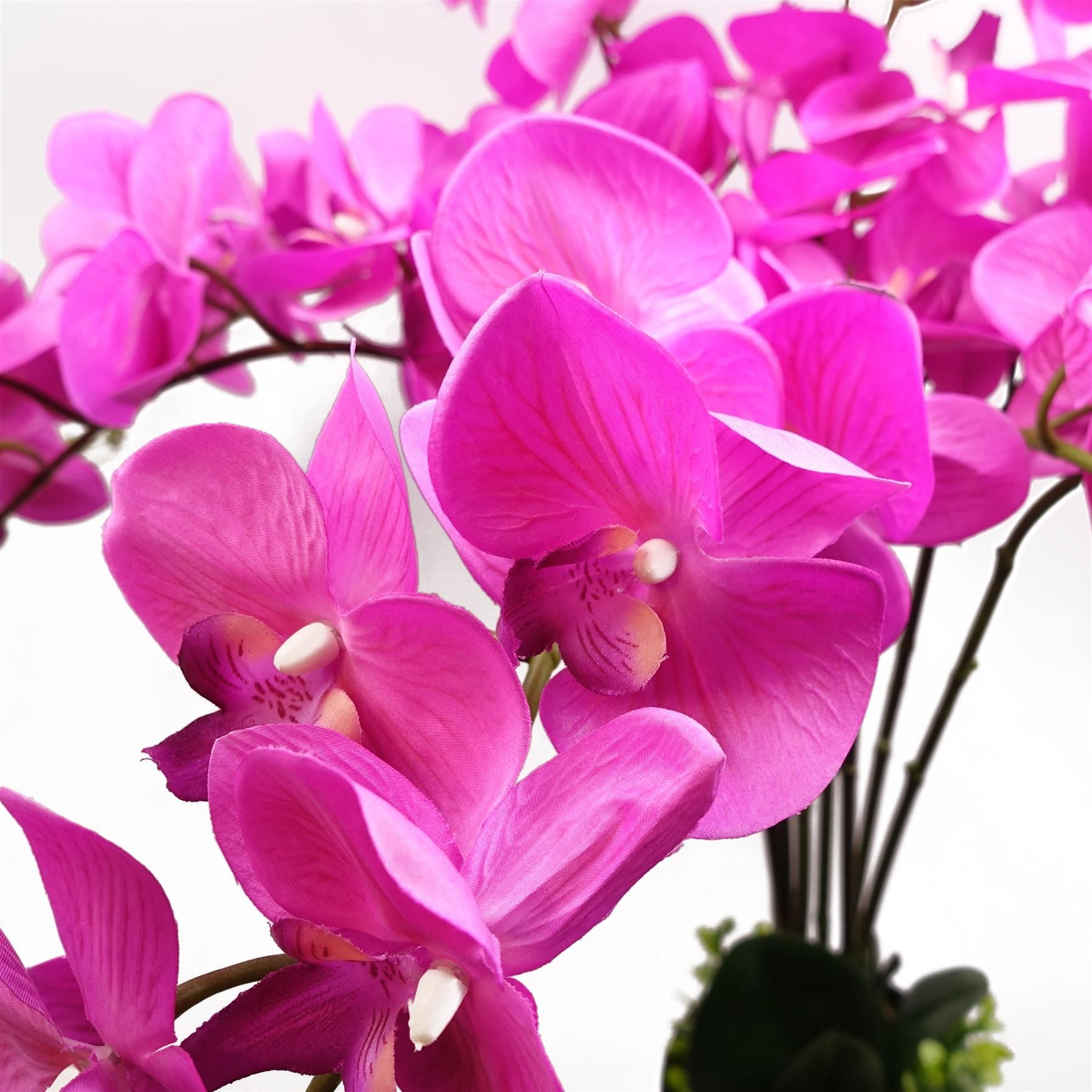 85cm Artificial Deluxe Bush Orchid - Dark Pink with Black Pot - Premium Quality