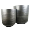 47cm x 41cm Coya Silver Ridged Planter Extra Large Composite Plant Pot - Premium Quality