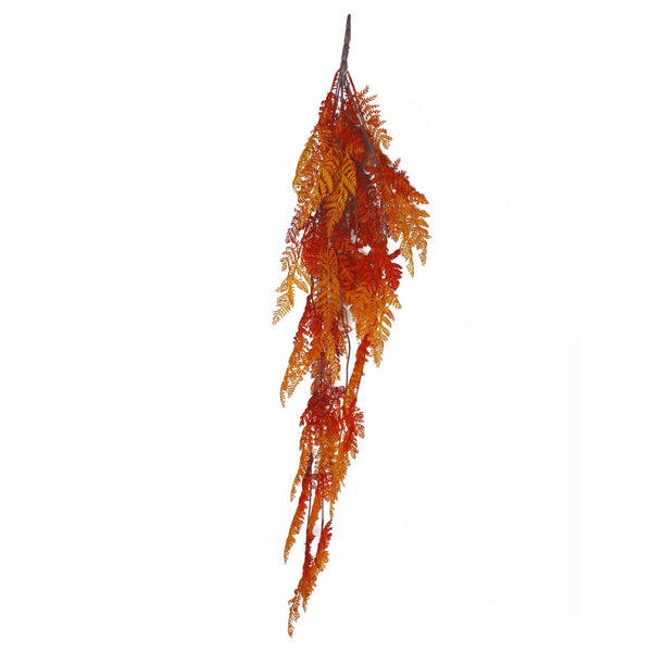 6 x 100cm Artificial Hanging Maidenhair Fern Plant Autumn Orange - Premium Quality