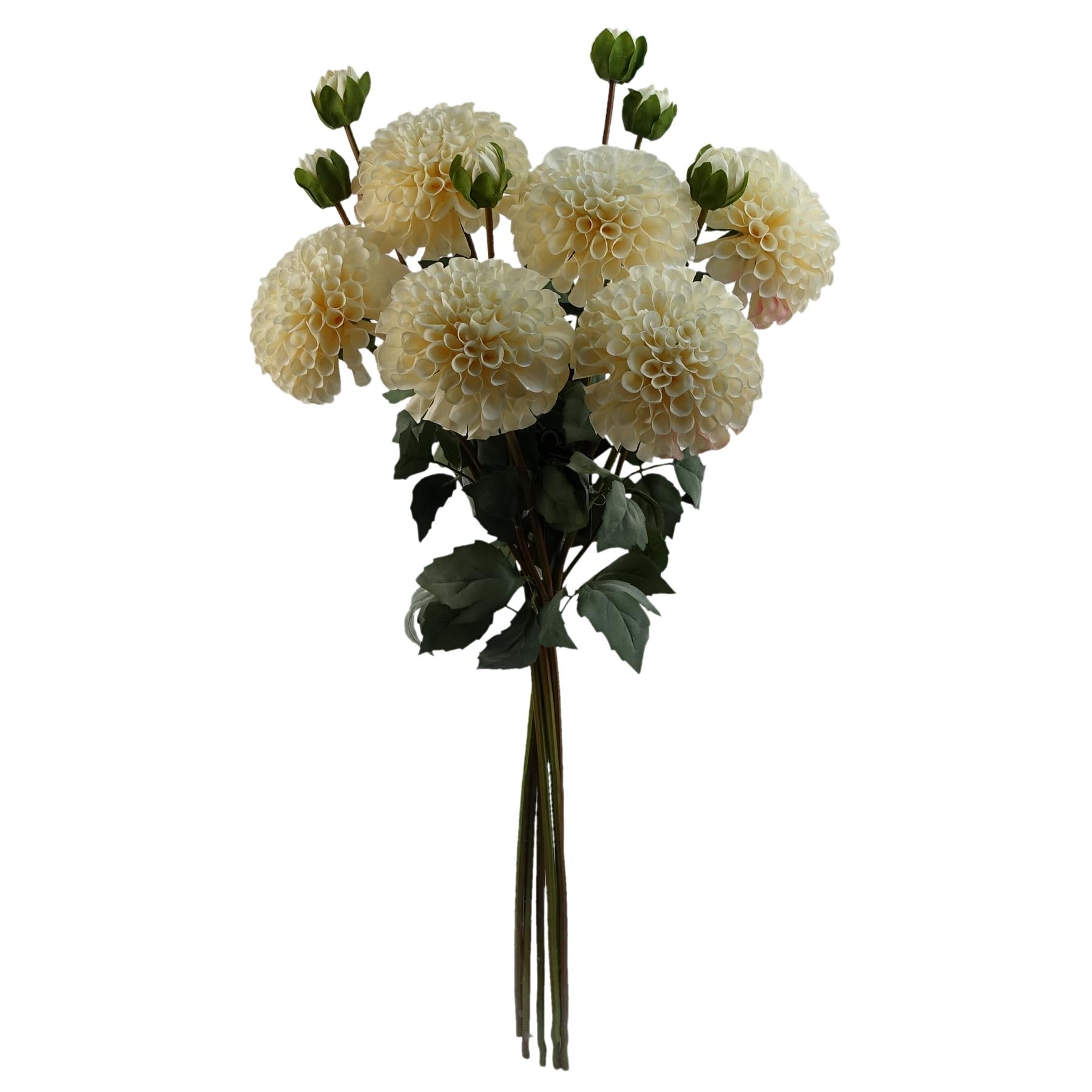 6 x Dhalia PomPom Artificial Flowers Cream