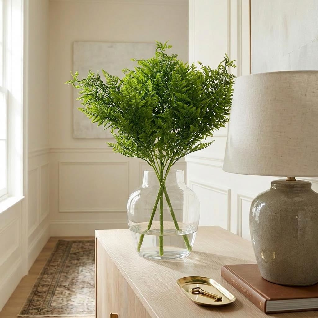 Pack of 6 x 75cm Artificial Fern Foliage Bush Stem