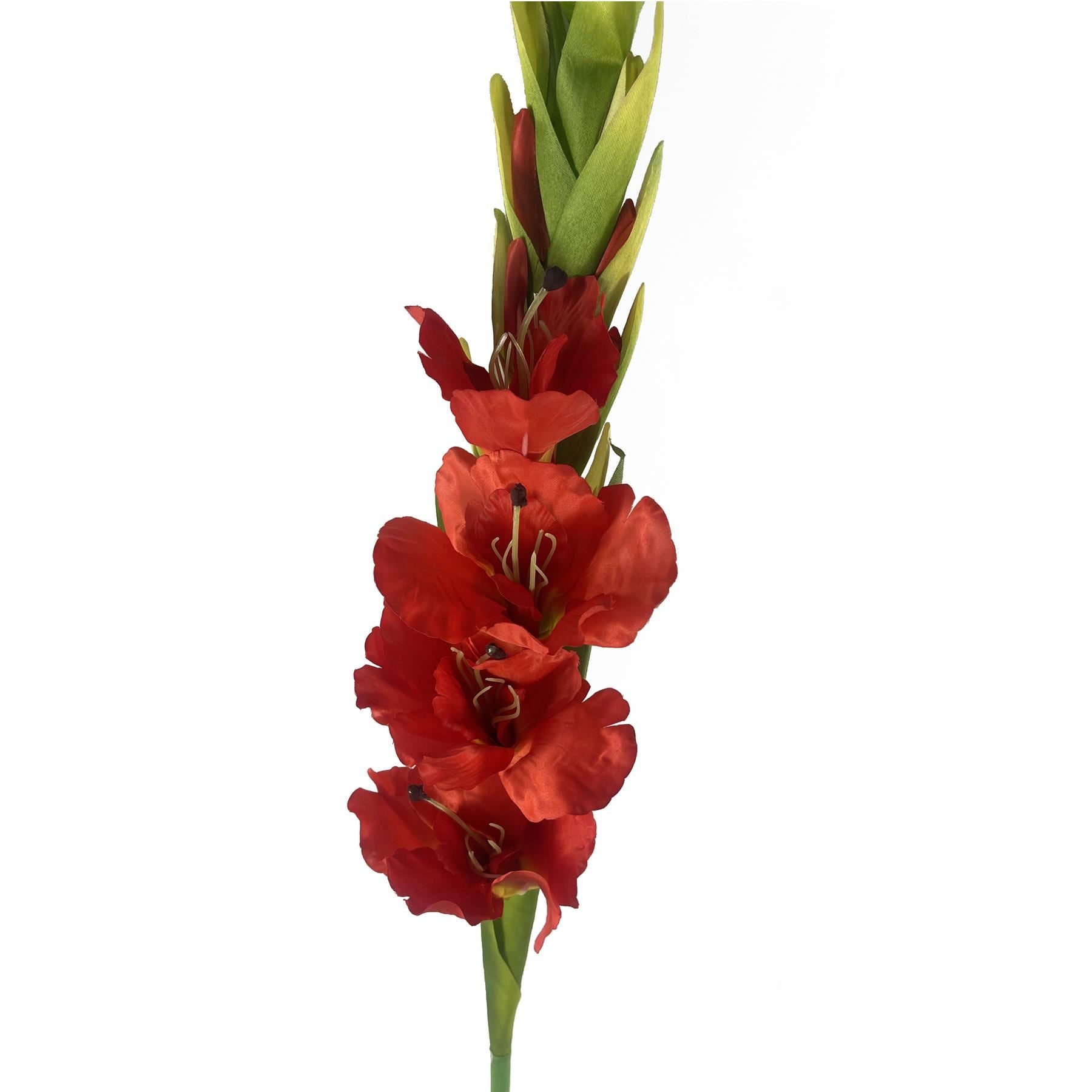 Pack of 6 x 115cm Artificial Orange Gladioli Stem - Premium Quality