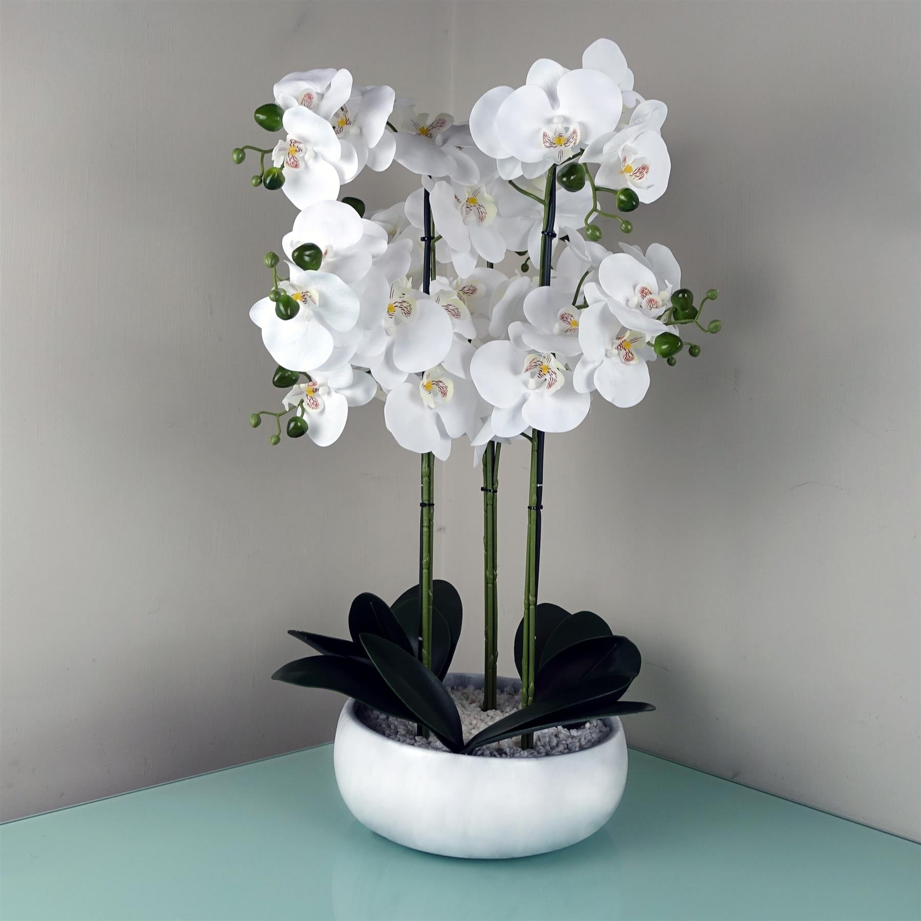 Orchid White - Marble Effect  Ceramic Planter