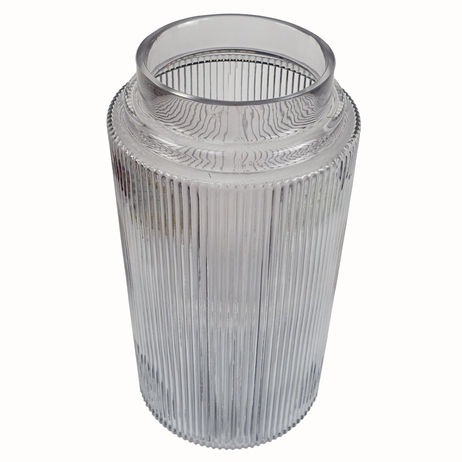 Glass Vase Clear Ridged Glass Vase 31cm