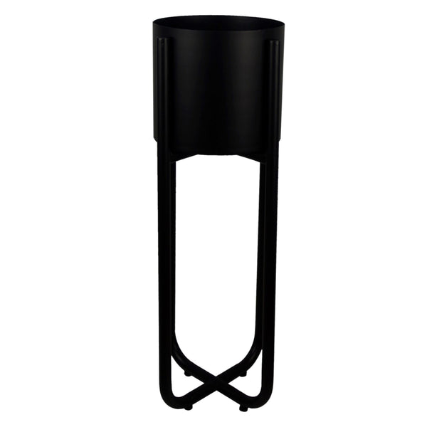 Leaf Metal Planter Plant Pot Black 20 x 18cm