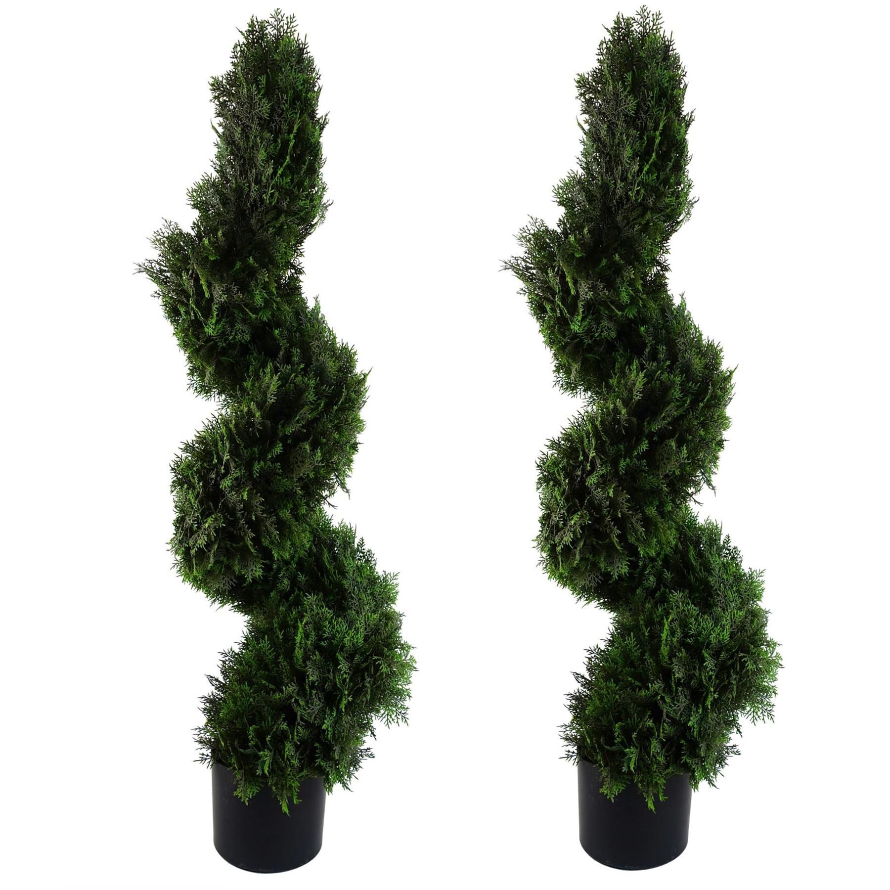 120cm Pair of Spiral Cedar Tree Artificial Topiary - Premium Quality