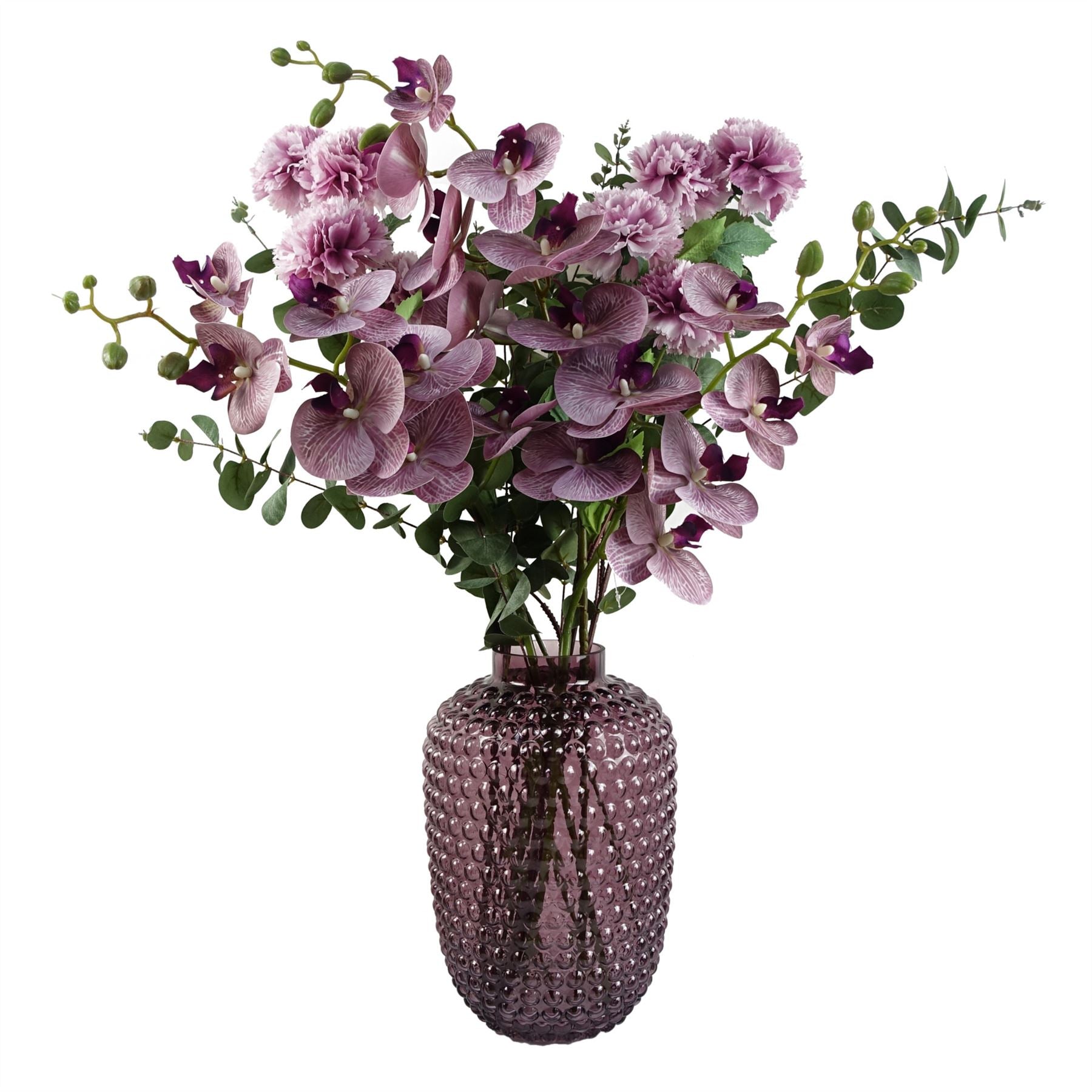 Pack of 6 x Artificial Flowers Phalaenopsis Orchid Purple Stem 100cm