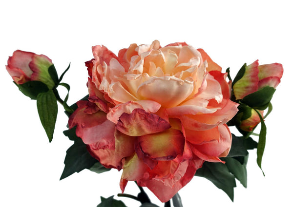 6 x 60cm Peony Artificial Flower Pink - 6 flowers 18 buds - Premium Quality