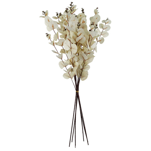 Pack of 6 x 80cm White Eucalyptus Foliage Stem - Premium Quality