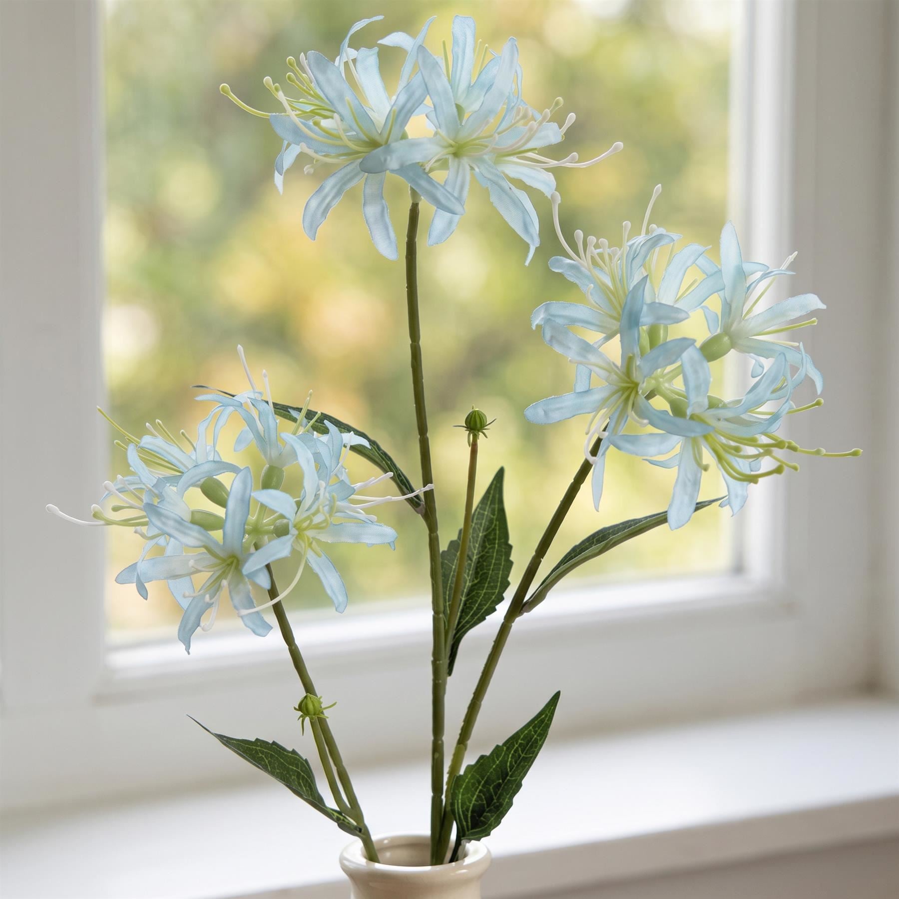 Pack of 6 x 72cm Artificial Light Blue Spider Lily Stems
