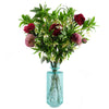 Pack of 6 x 80cm Artificial Dark Pink Peony Stem - Premium Quality