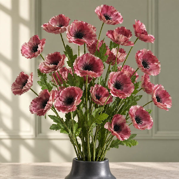 60cm Artificial Purple Poppy Spray - 4 Flowers
