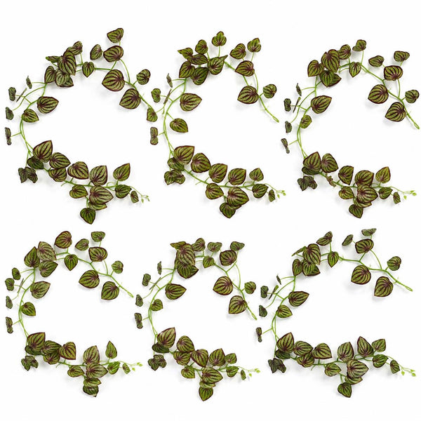 Pack of 6 x 160cm Artificial Watermelon Peperomia Leaf Garland Hanging Decoration