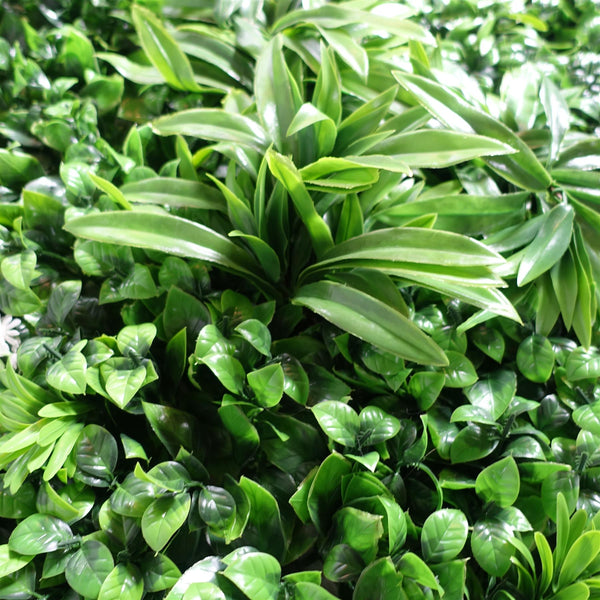 100cm Artificial Mixed Foliage Green Wall Panel with Floral Detail Faux Living Wall