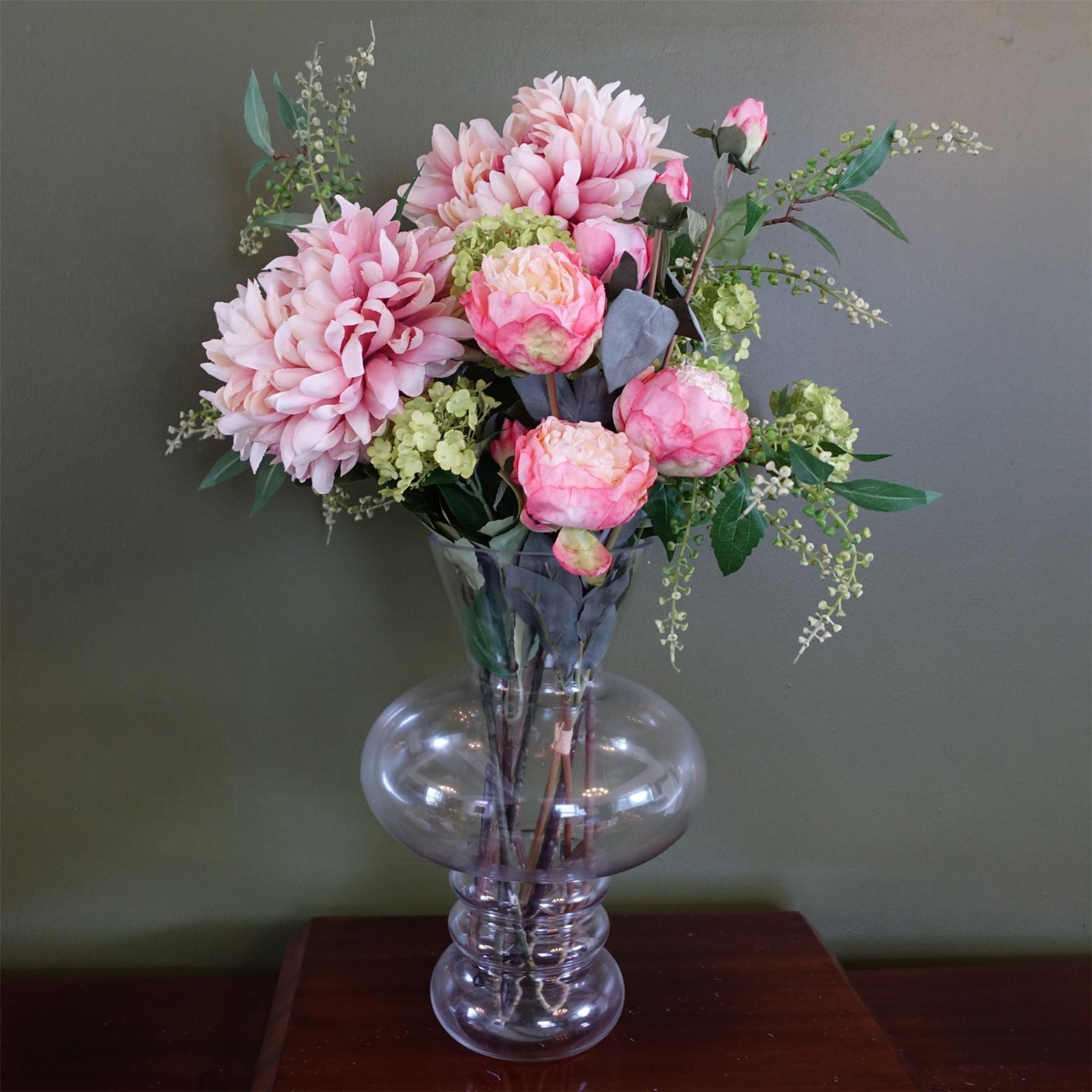 Leaf 60cm Chrysanthemum Mix Glass Bubble Vase