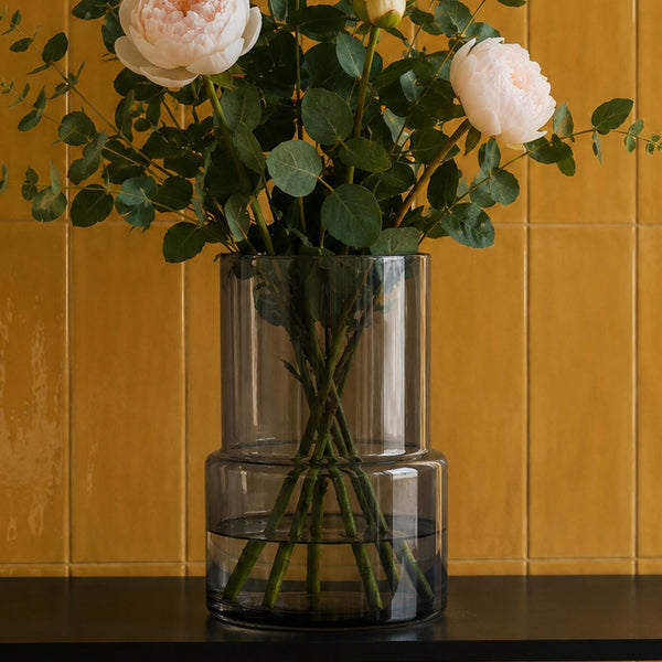 Glass Vase Grey Smoke Glass Vase 26cm Botanik