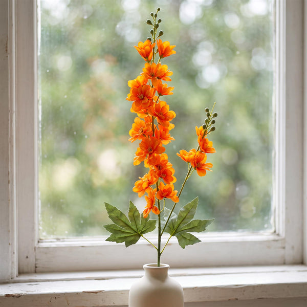 85cm Artificial Orange Larkspur Flower Stem