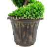 90cm Pair of Green Large Leaf Spiral  Topiary Trees with Decorative Planters