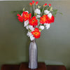 100cm Poppy and White Blossom Arrangement Glass Vase - Premium Quality