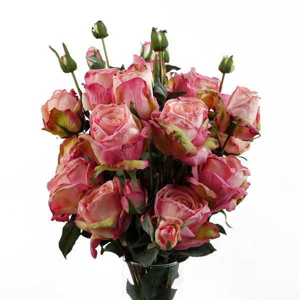 6 x Pink Rose Artificial Flowers