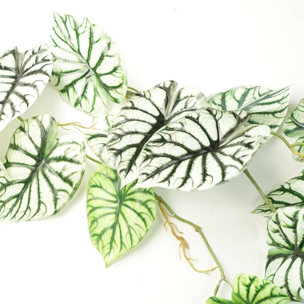 6 x 120cm Artificial Hanging Trailing Plant Alocasia Dragon Scale Light - Premium Quality
