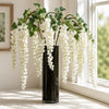 110cm Artificial White Wisteria Flower Spray