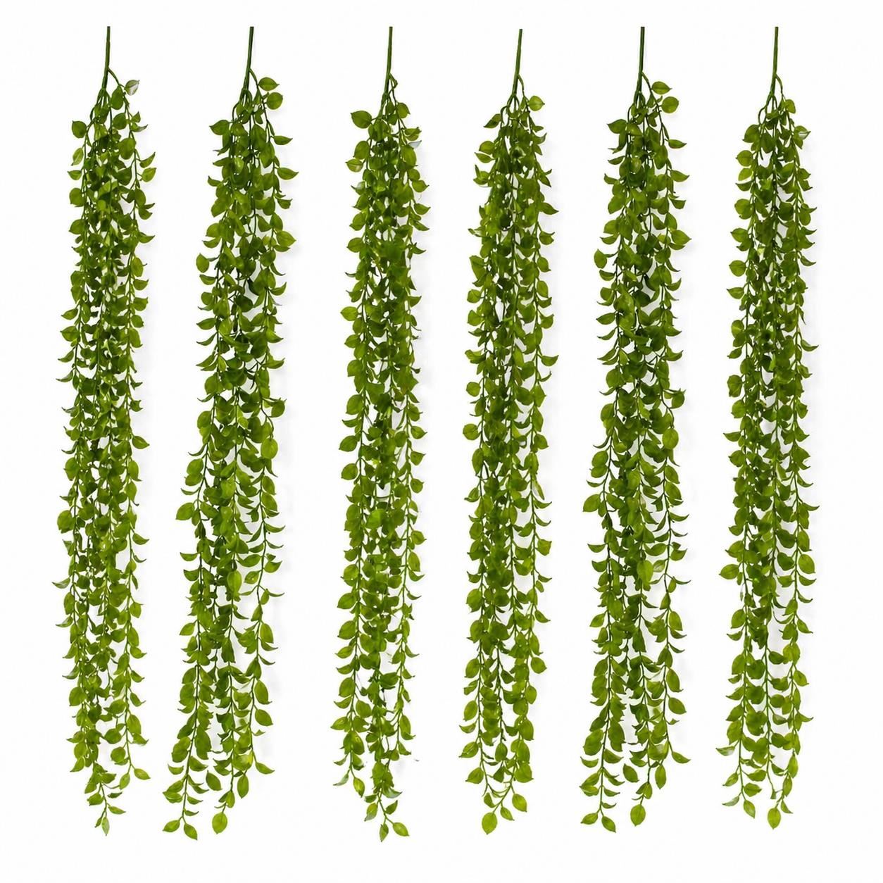 Pack of 6 x 90cm Artificial Trailing Green Botanik Hanging Plant Faux Foliage Garland - Premium Quality