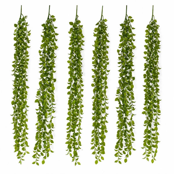 Pack of 6 x 90cm Artificial Trailing Green Botanik Hanging Plant Faux Foliage Garland - Premium Quality