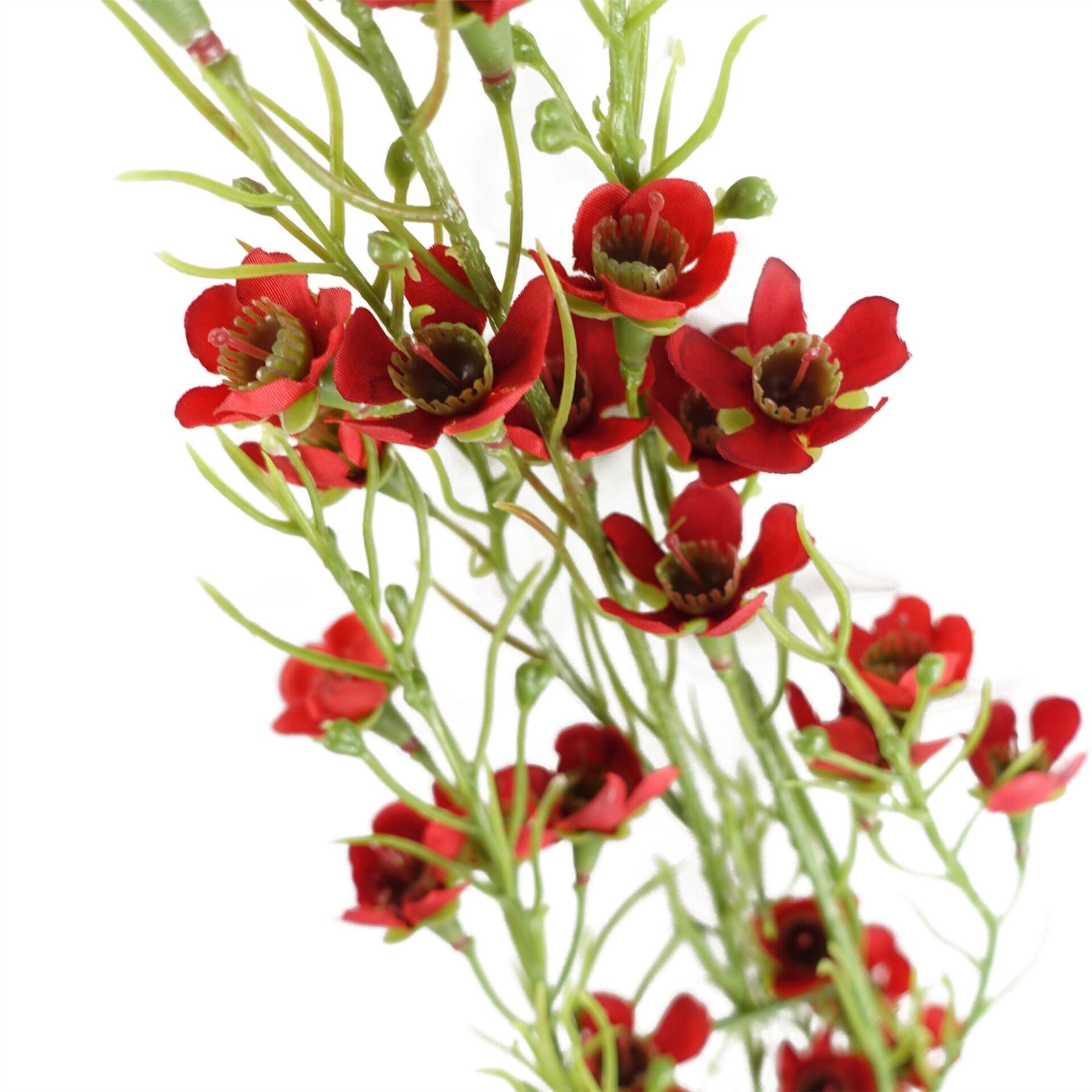 Pack of 6 x 100cm Artificial Foliage Stem with Small Flowers - Red - Premium Quality