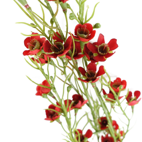 Pack of 6 x 100cm Artificial Foliage Stem with Small Flowers - Red - Premium Quality