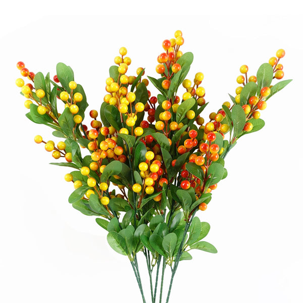 Pack of 6 x Artificial Foliage Orange Berry Spray 70cm