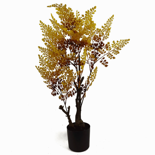 Artificial Autumn Trees Gold Fern Tree Plant 70cm Leaf